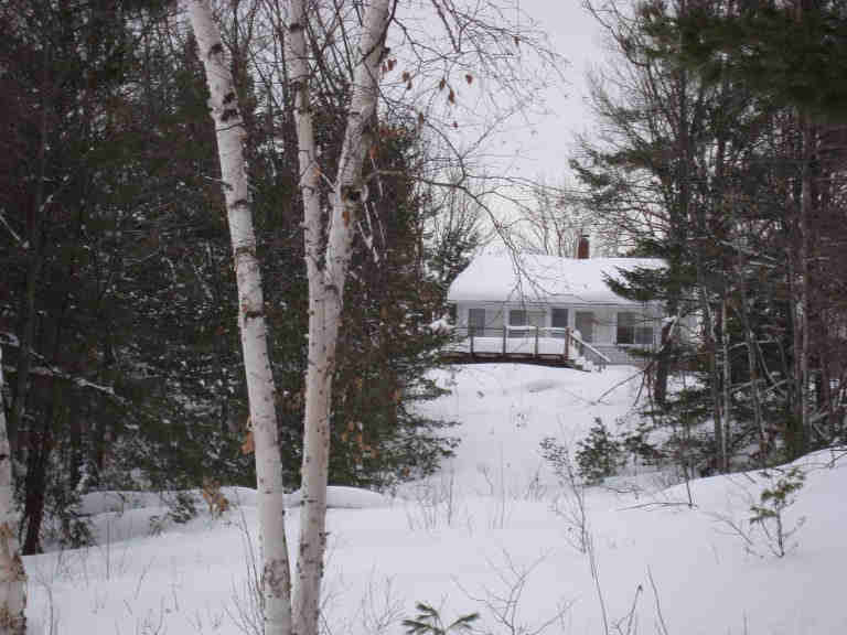 cottage from lake -  winter